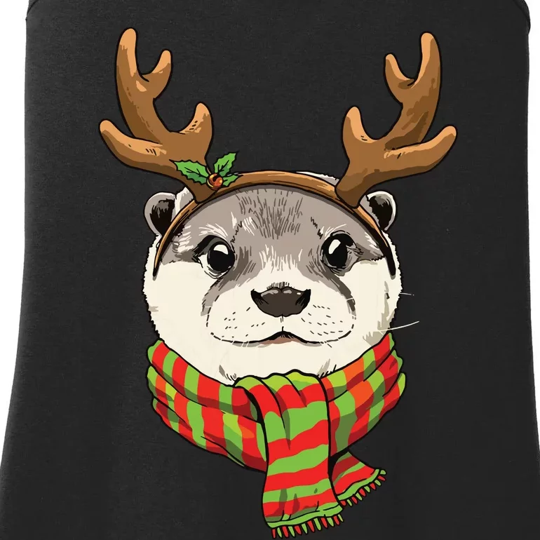 Otter Christmas Reindeer Antlers Xmas Boy Girl Ladies Essential Tank