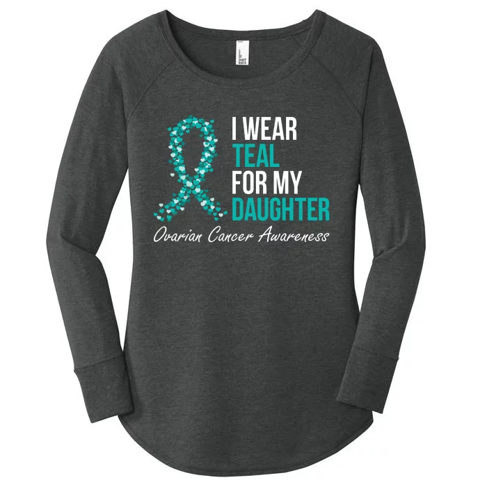 Ovarian Cancer Ribbon I Wear Teal For My Daughter Support Women's Perfect Tri Tunic Long Sleeve Shirt