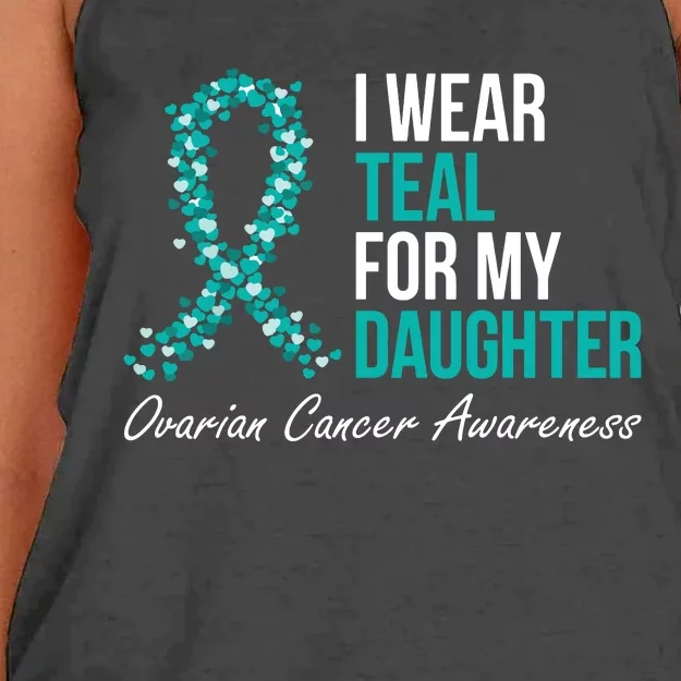 Ovarian Cancer Ribbon I Wear Teal For My Daughter Support Women's Knotted Racerback Tank