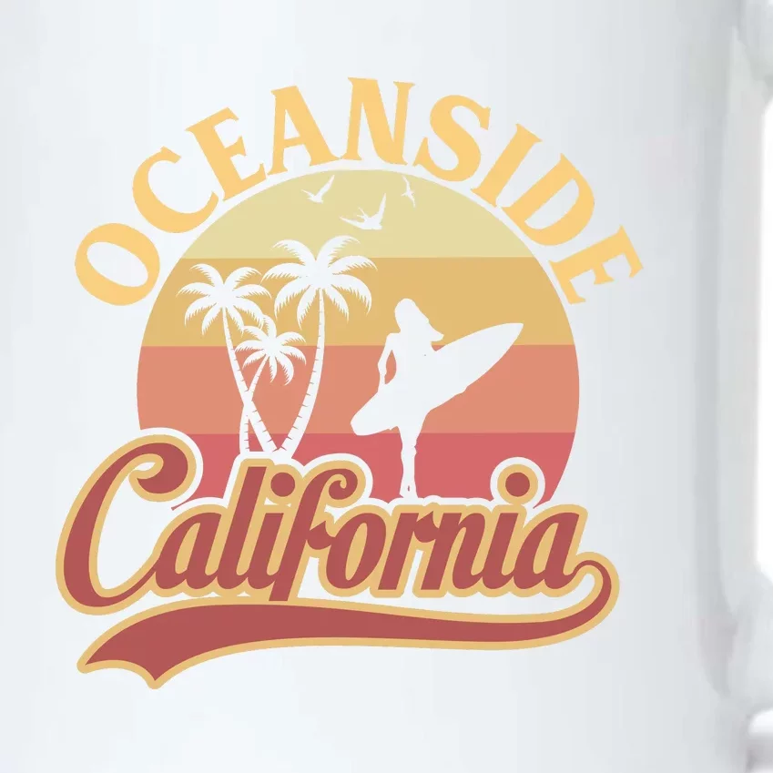 Oceanside California Retro Print Black Color Changing Mug