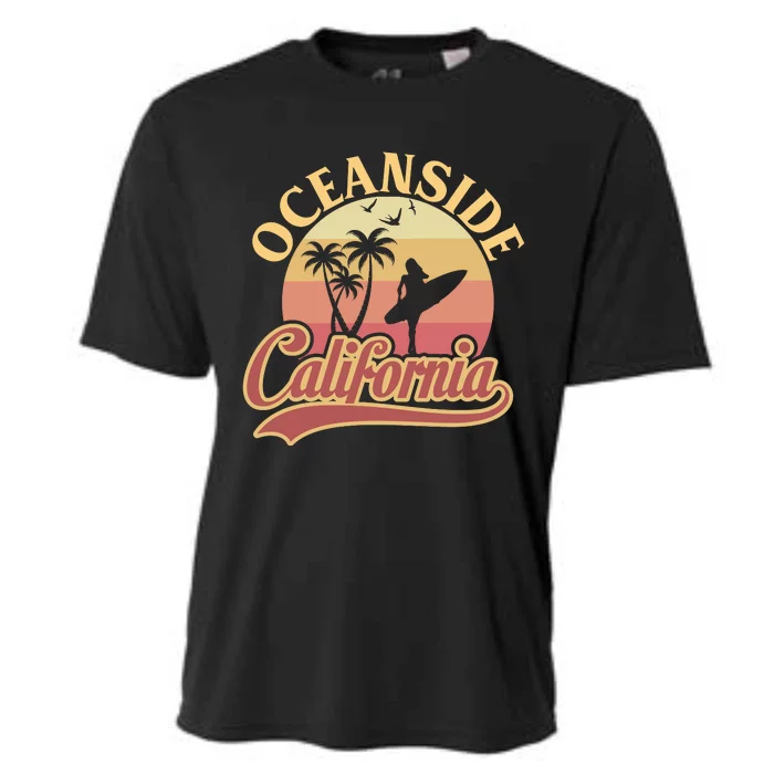 Oceanside California Retro Print Cooling Performance Crew T-Shirt