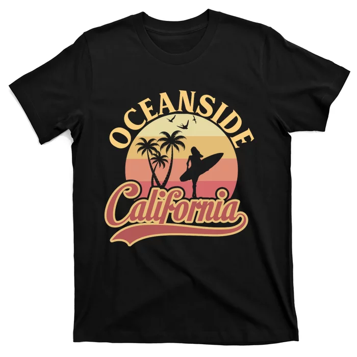 Oceanside California Retro Print T-Shirt