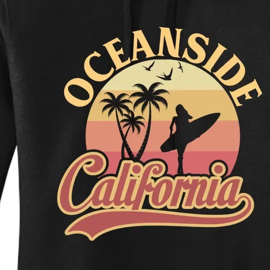 Oceanside California Retro Print Women's Pullover Hoodie