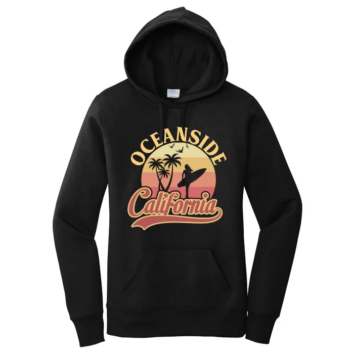 Oceanside California Retro Print Women's Pullover Hoodie