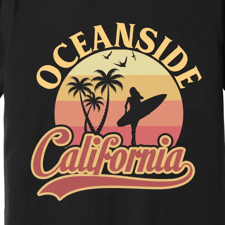 Oceanside California Retro Print Premium T-Shirt