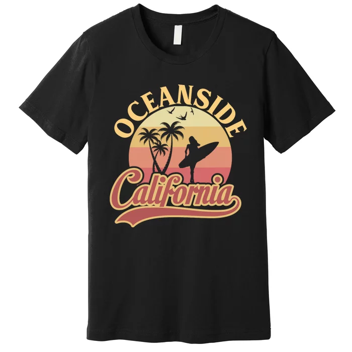 Oceanside California Retro Print Premium T-Shirt