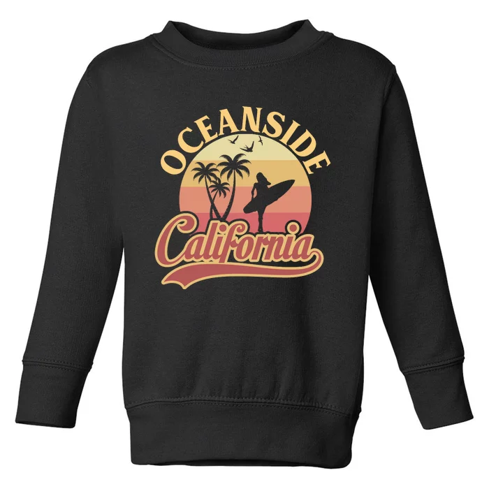 Oceanside California Retro Print Toddler Sweatshirt