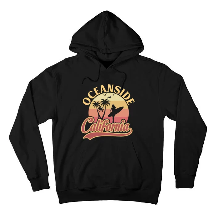 Oceanside California Retro Print Tall Hoodie