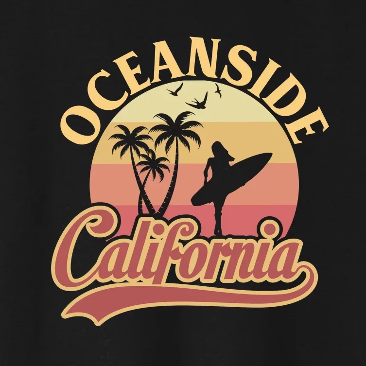 Oceanside California Retro Print Women's Crop Top Tee