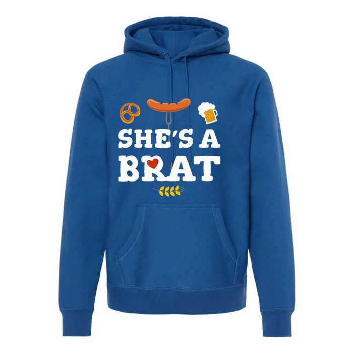 Oktoberfest Couples Shes A Brat Premium Hoodie