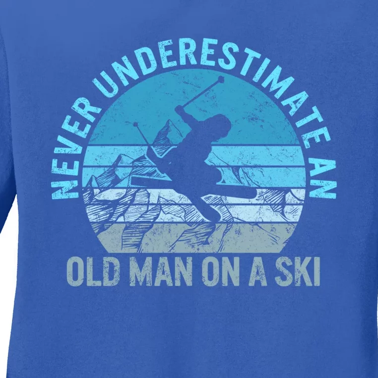 Old Can Ski Fathers Day Grandpa Dad Rider Water Skiing Gift Ladies Long Sleeve Shirt