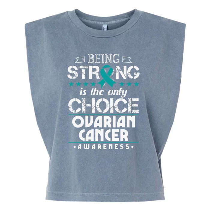 Ovarian Cancer Survivor Teal Awareness Ribbon Garment-Dyed Women's Muscle Tee