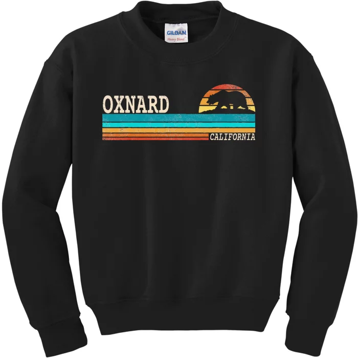 Oxnard California State Bear Retro Sunset Kids Sweatshirt