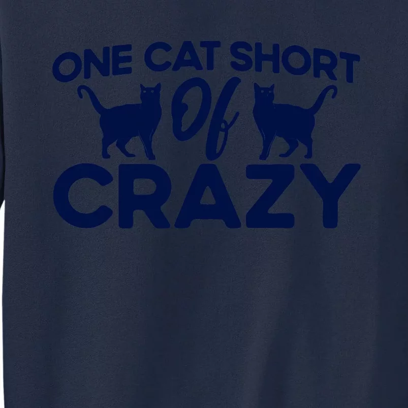 One Cat Short Of Crazy Cat Lover Sayings Kitten Quotes Funny Tall Sweatshirt