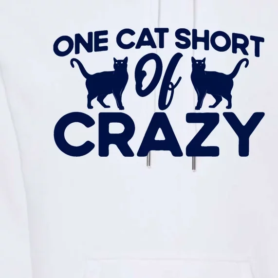 One Cat Short Of Crazy Cat Lover Sayings Kitten Quotes Funny Premium Hoodie