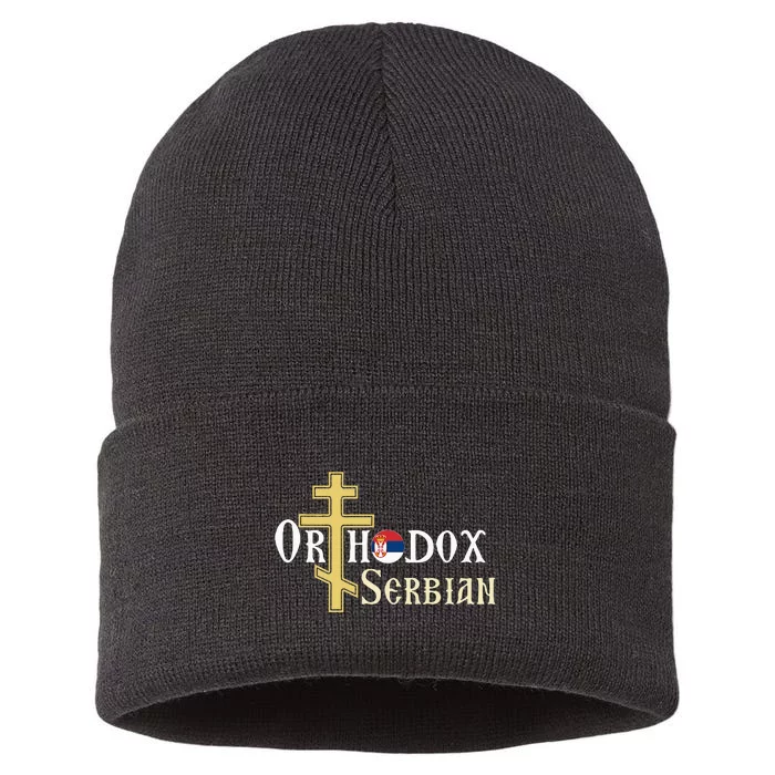 Orthodox Cross Symbol Serbian Christian Sustainable Knit Beanie