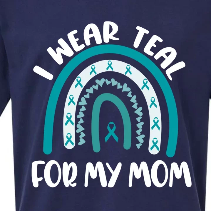 Ovarian Cancer Support Awareness Boho I Wear Teal For My Mom Gift Sueded Cloud Jersey T-Shirt