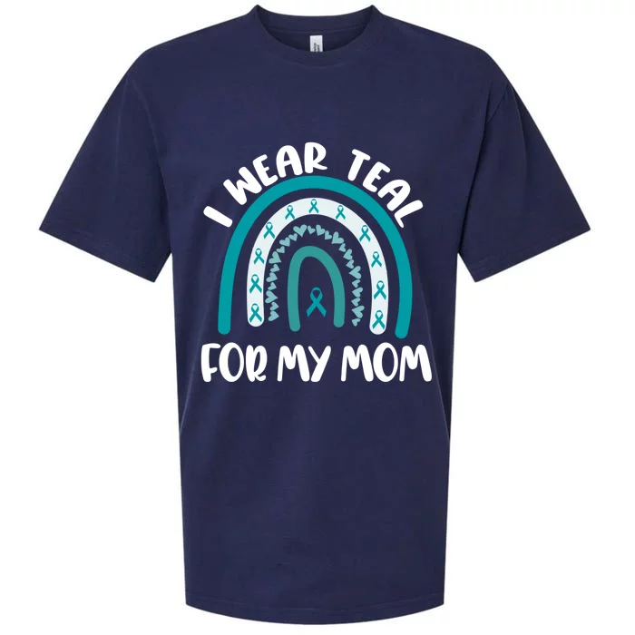 Ovarian Cancer Support Awareness Boho I Wear Teal For My Mom Gift Sueded Cloud Jersey T-Shirt