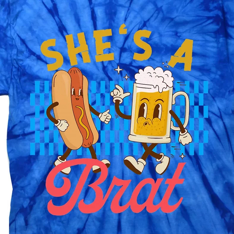 Oktoberfest Couples She’S A Brat Drinking German Beer Tie-Dye T-Shirt