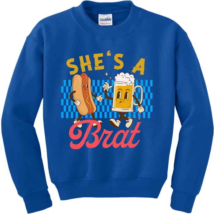 Oktoberfest Couples She’S A Brat Drinking German Beer Kids Sweatshirt