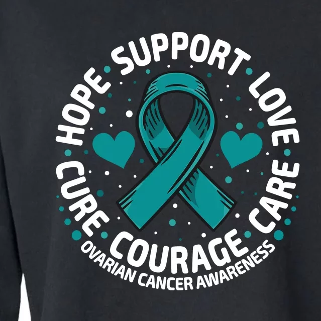 Ovarian Cancer Support Tee Family Ovarian Cancer Awareness Cropped Pullover Crew