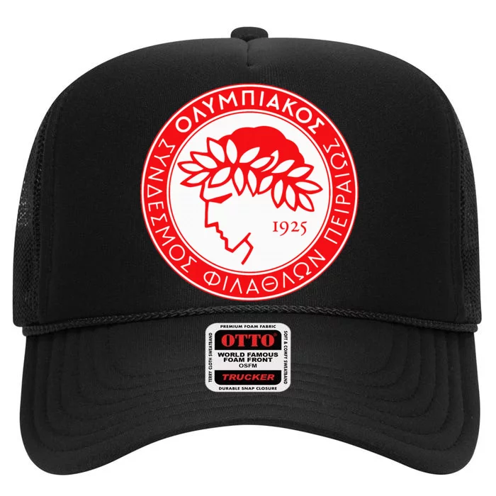 Olympiacos Club Supporter Fan Greece Greek High Crown Mesh Trucker Hat