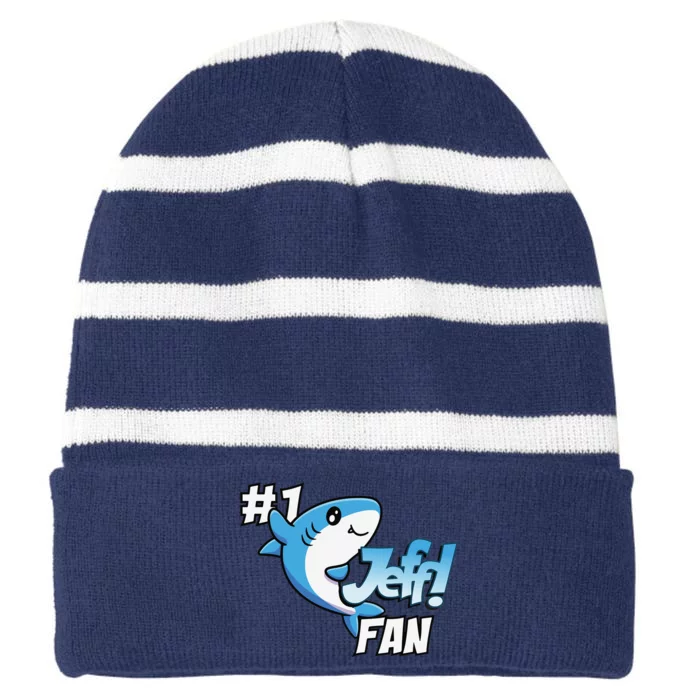 One Cozy Shark Gift Funny Striped Beanie with Solid Band