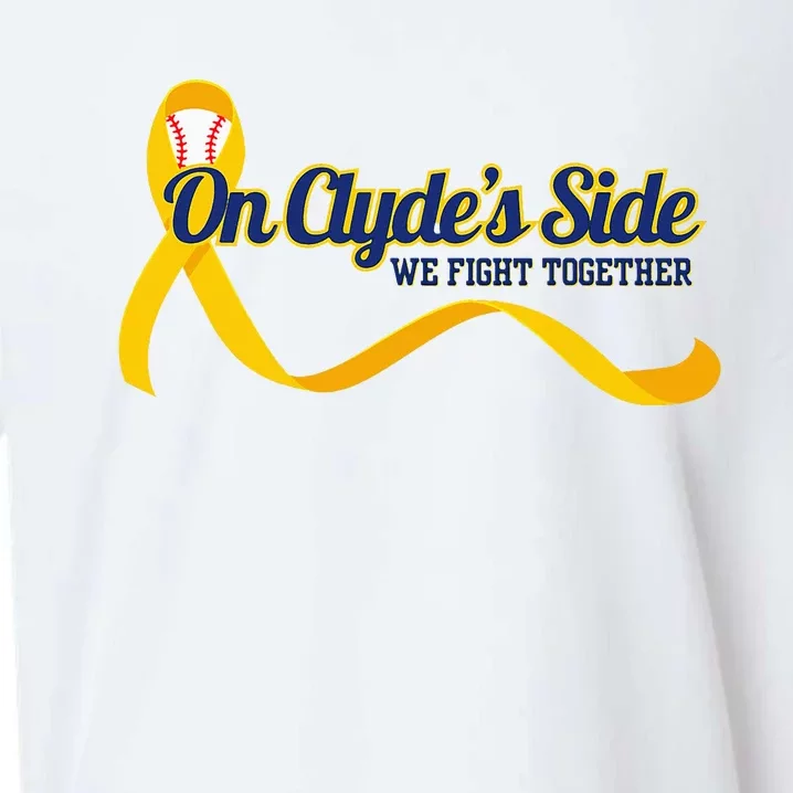 On ClydeS Side Baseball We Fight Together Cancer Awareness Sueded Cloud Jersey T-Shirt