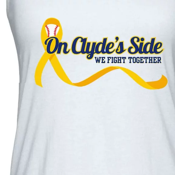 On ClydeS Side Baseball We Fight Together Cancer Awareness Ladies Essential Flowy Tank