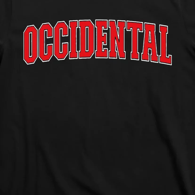 Occidental California Souvenir Trip College Style Text T-Shirt