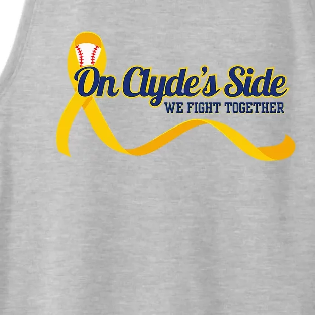 On ClydeS Side Baseball We Fight Together Cancer Awareness Ladies Tri-Blend Wicking Tank