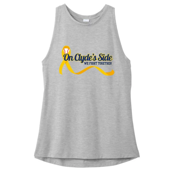 On ClydeS Side Baseball We Fight Together Cancer Awareness Ladies Tri-Blend Wicking Tank