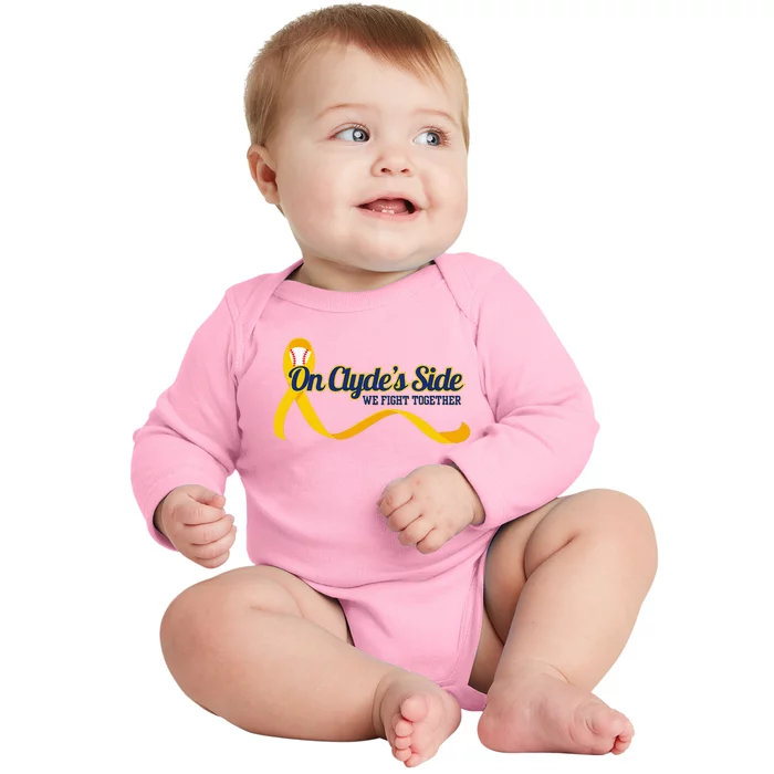 On ClydeS Side Baseball We Fight Together Cancer Awareness Baby Long Sleeve Bodysuit