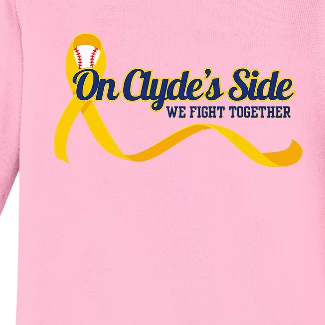 On ClydeS Side Baseball We Fight Together Cancer Awareness Baby Long Sleeve Bodysuit