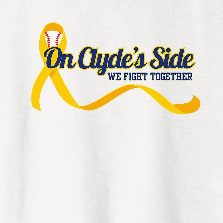 On ClydeS Side Baseball We Fight Together Cancer Awareness Women's Crop Top Tee