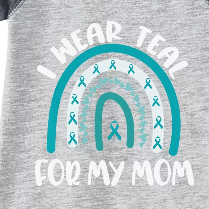 Ovarian Cancer Support Awareness Boho I Wear Teal For My Mom Infant Baby Jersey Bodysuit