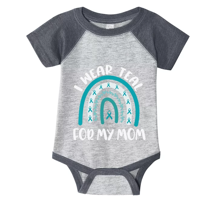 Ovarian Cancer Support Awareness Boho I Wear Teal For My Mom Infant Baby Jersey Bodysuit