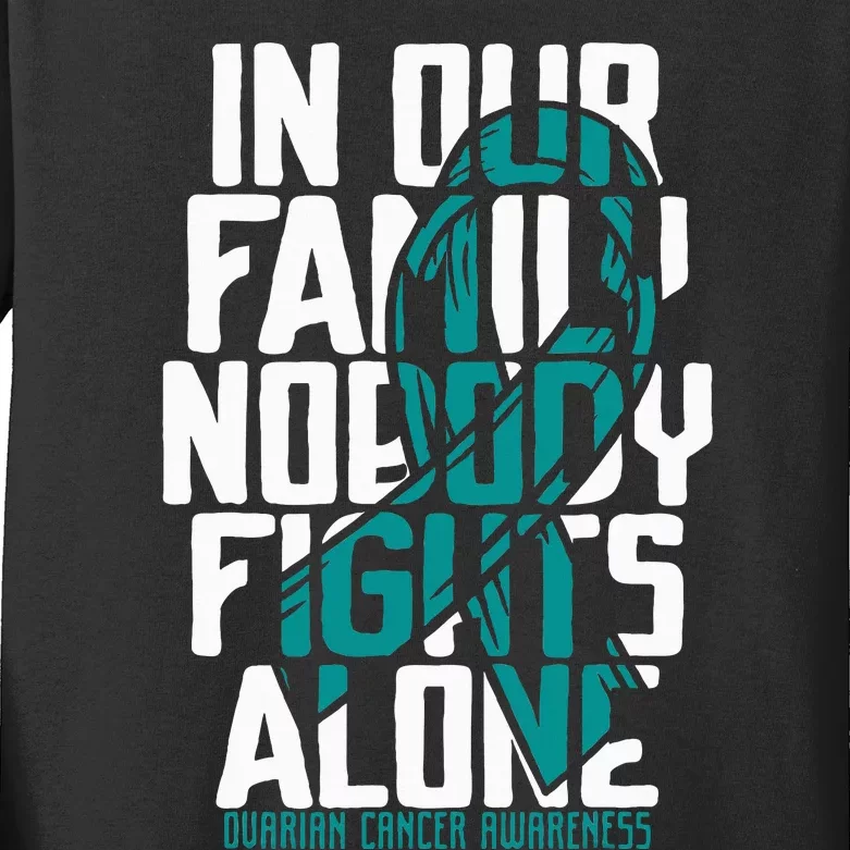 Ovarian Cancer Support Family Ovarian Cancer Awareness Kids Long Sleeve Shirt