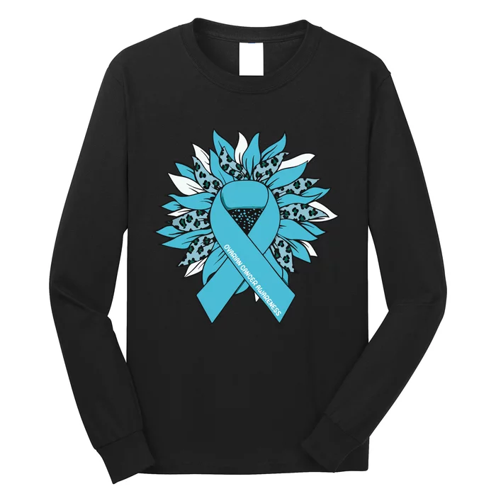 Ovarian Cancer Shirts Sunflower Ovarian Cancer Awareness Long Sleeve Shirt