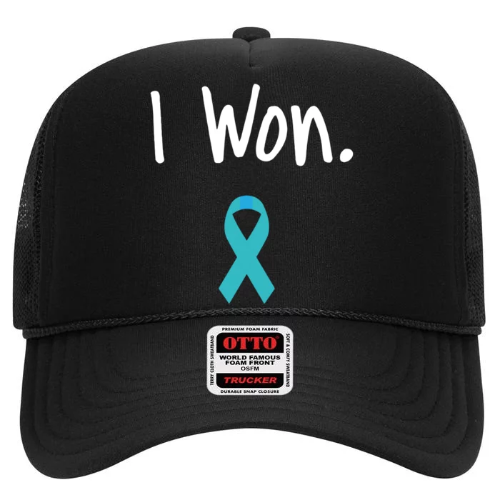 Ovarian Cancer Survivor I Won Ovarian Cancer Awareness High Crown Mesh Trucker Hat