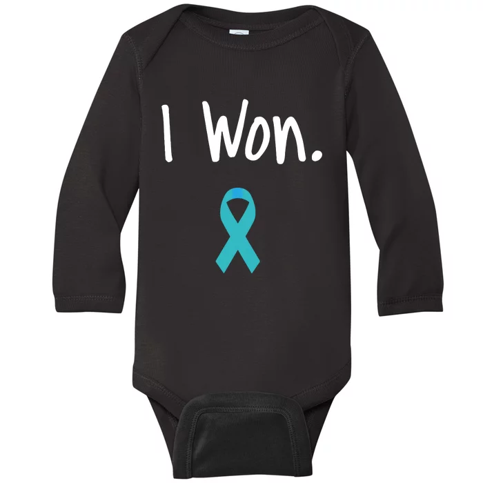 Ovarian Cancer Survivor I Won Ovarian Cancer Awareness Baby Long Sleeve Bodysuit