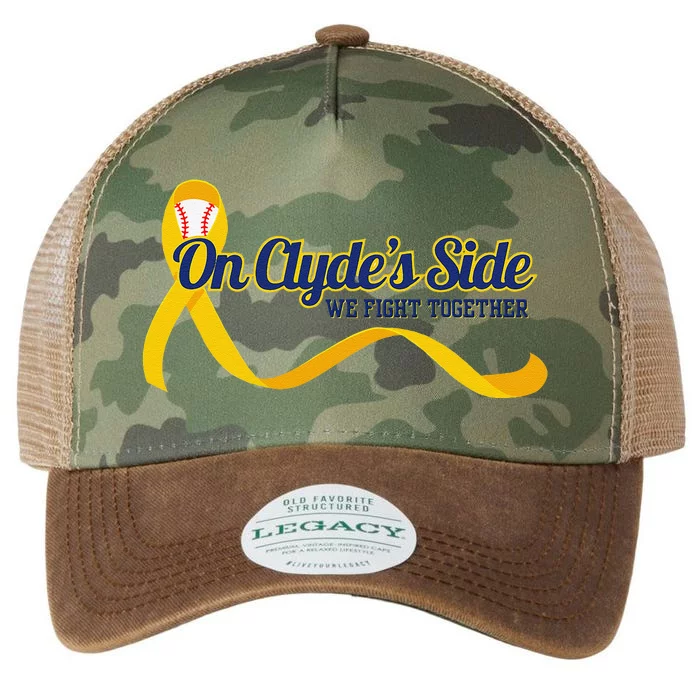 On ClydeS Side Baseball We Fight Together Cancer Awareness Legacy Tie Dye Trucker Hat