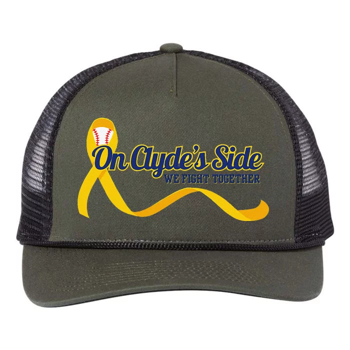 On ClydeS Side Baseball We Fight Together Cancer Awareness Retro Rope Trucker Hat Cap