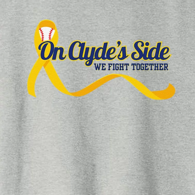 On ClydeS Side Baseball We Fight Together Cancer Awareness Women's Crop Top Tee