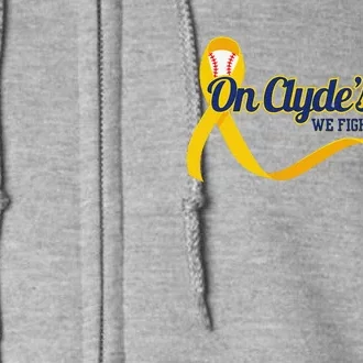 On ClydeS Side Baseball We Fight Together Cancer Awareness Full Zip Hoodie