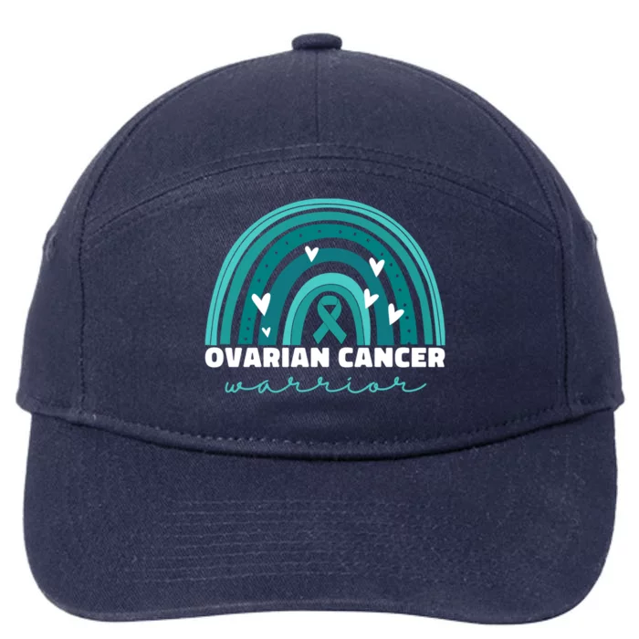 Ovarian Cancer Teal Ribbon Ovarian Cancer Warrior Gift 7-Panel Snapback Hat