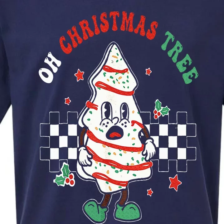 Oh Christmas Tree Cakes Debbie Becky Jen Groovy Retro Pajama Sueded Cloud Jersey T-Shirt