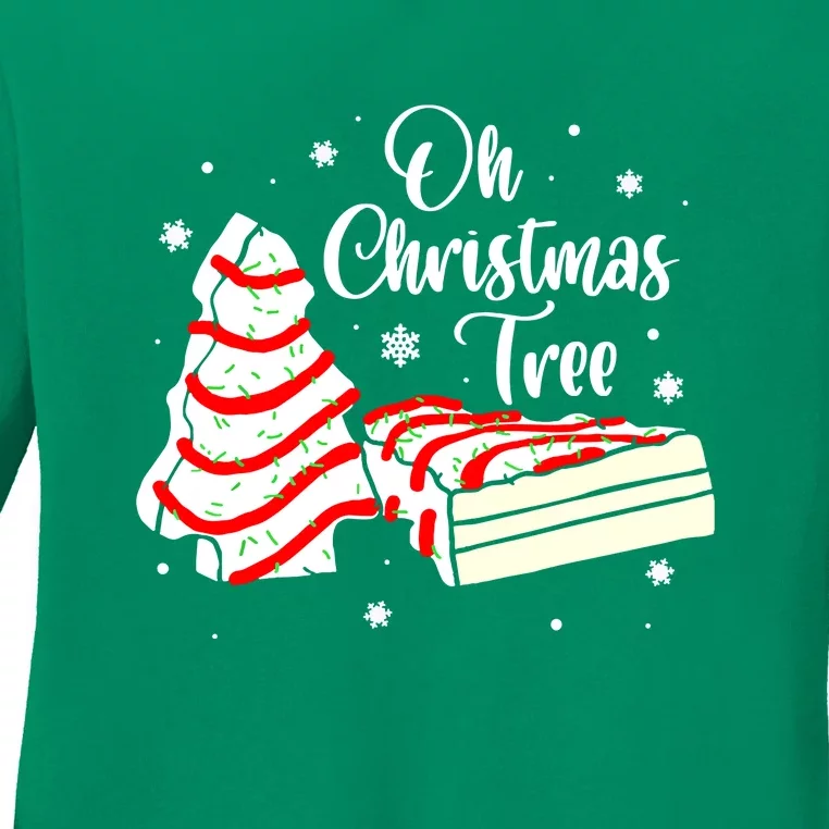 Oh Christmas Tree Cakes Debbie Becky Jen Cake Lovers Groovy Xmas Gift Ladies Long Sleeve Shirt