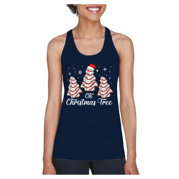 Oh Christmas Tree Cakes Debbie Funny Christmas Snack Cake Women's Racerback Tank