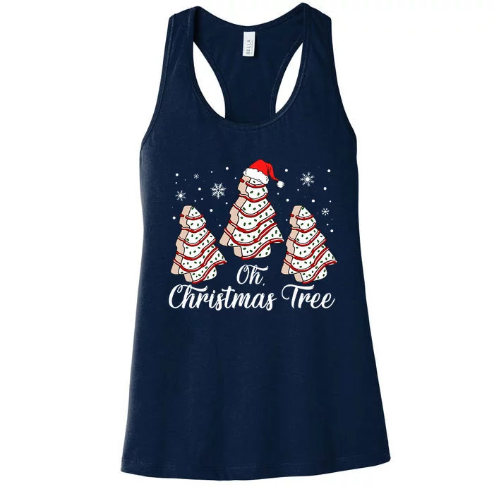 Oh Christmas Tree Cakes Debbie Funny Christmas Snack Cake Women's Racerback Tank